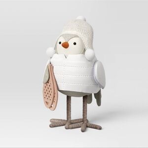 Cute 2025 Winter‎ Bird Figurine with Hat and Snowshoes